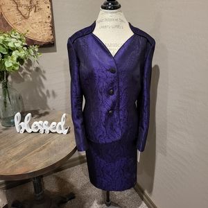 Le Suit Ladies' long Sleeve 2-PC Purple SkirtSuit/ SZ 18/ Church/ Evenings/ New